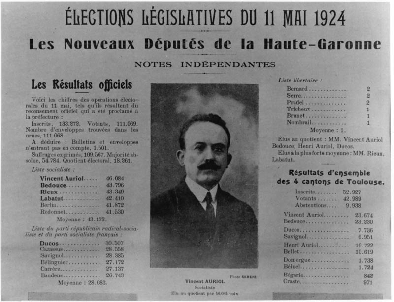 A 102 VINCENT_AURIOL ELECTIONS 1924